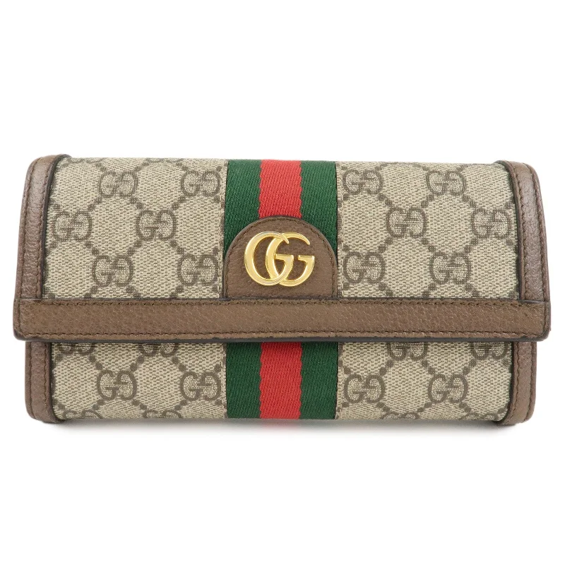 GUCCI Ophidia Sherry GG Supreme Leather Bi-fold Long Wallet 523153