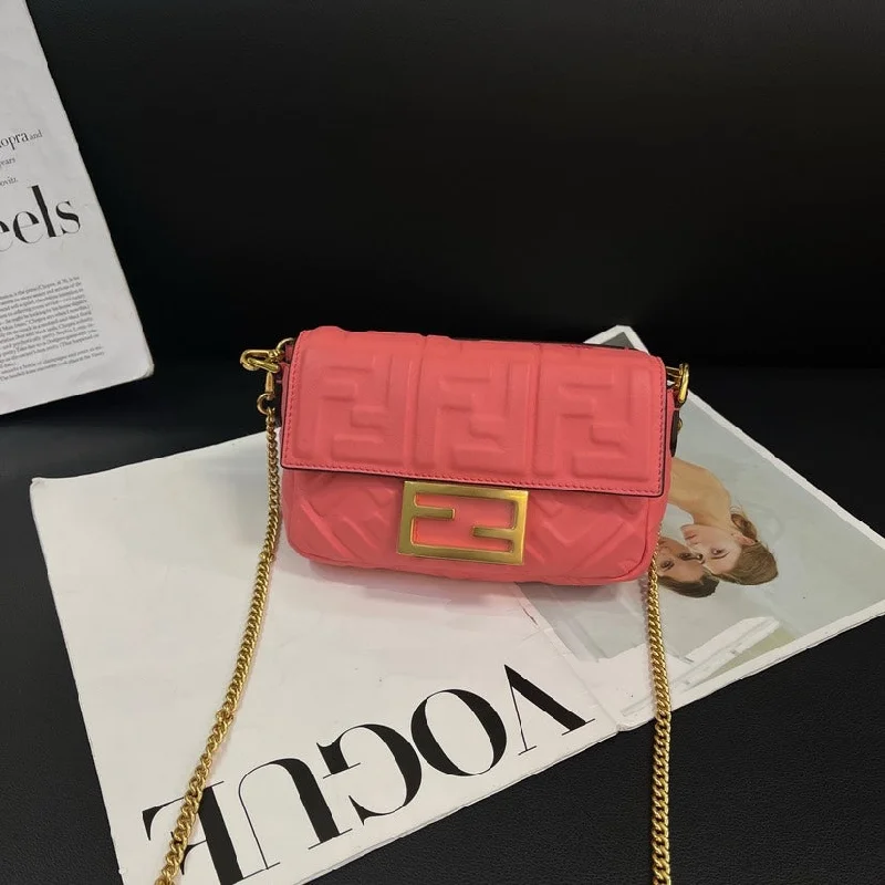 Fendi Barbie Pink Embossed F Baguette Bag