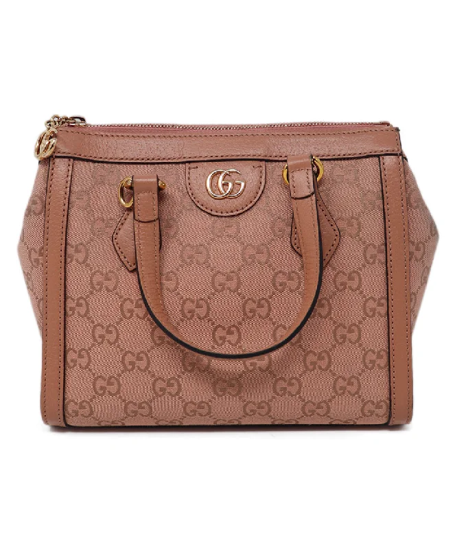 Gucci Pink Canvas & Leather Monogram Tote