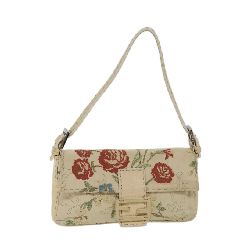 FENDI Celeria Floral Mamma Baguette Shoulder Bag Cotton Multicolor  yk11868