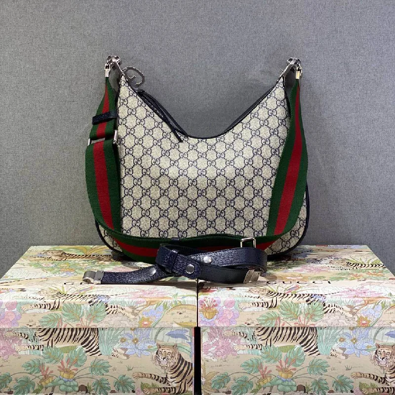 Gucci Attache small shoulder bag Beige and blue GG Supreme canvas