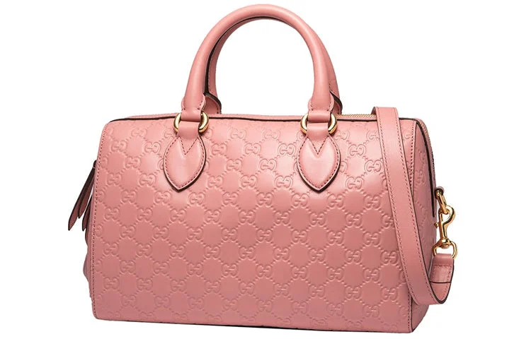 (WMNS) Gucci Logo Embossing Leather Boston handBag Pink Classic 453573-DMT1G-5812