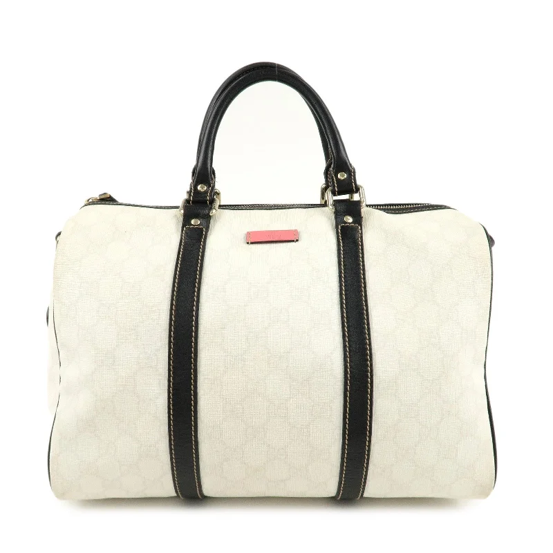 GUCCI GG Supreme Leather Boston Bag Hand Bag Ivory Black 193603