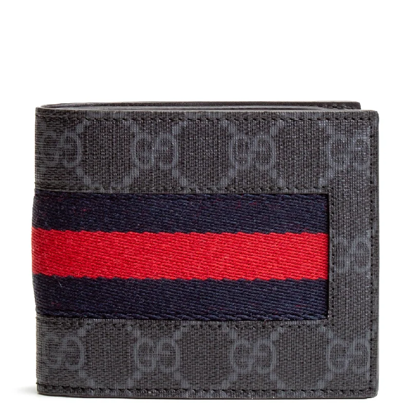 GUCCI GG Supreme Web BiFold Wallet - Black