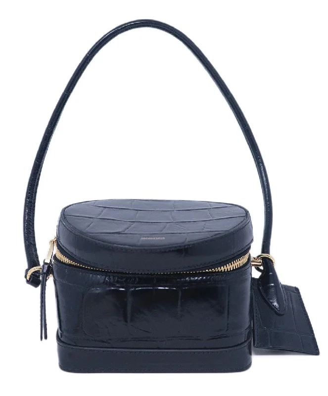 Jacquemus Black Pressed Leather Shoulder Bag