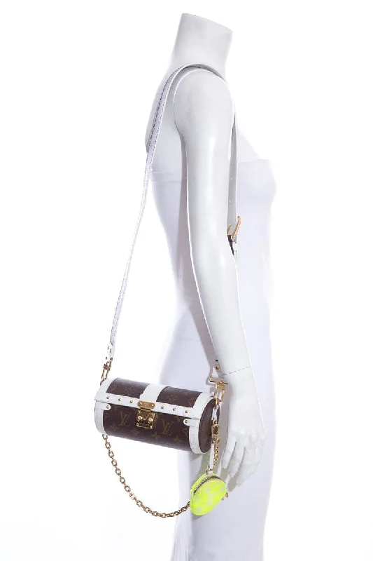 Louis Vuitton White & Brown Papillon Trunk Handbag