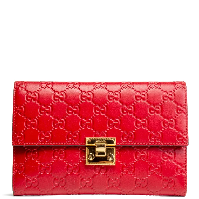 GUCCI Guccissima Padlock Clutch Wallet - Red OUTLET FINAL SALE