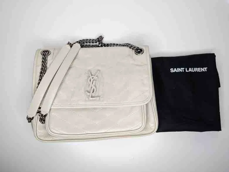 Ysl Niki Shoulder Bag, White Leather, Medium