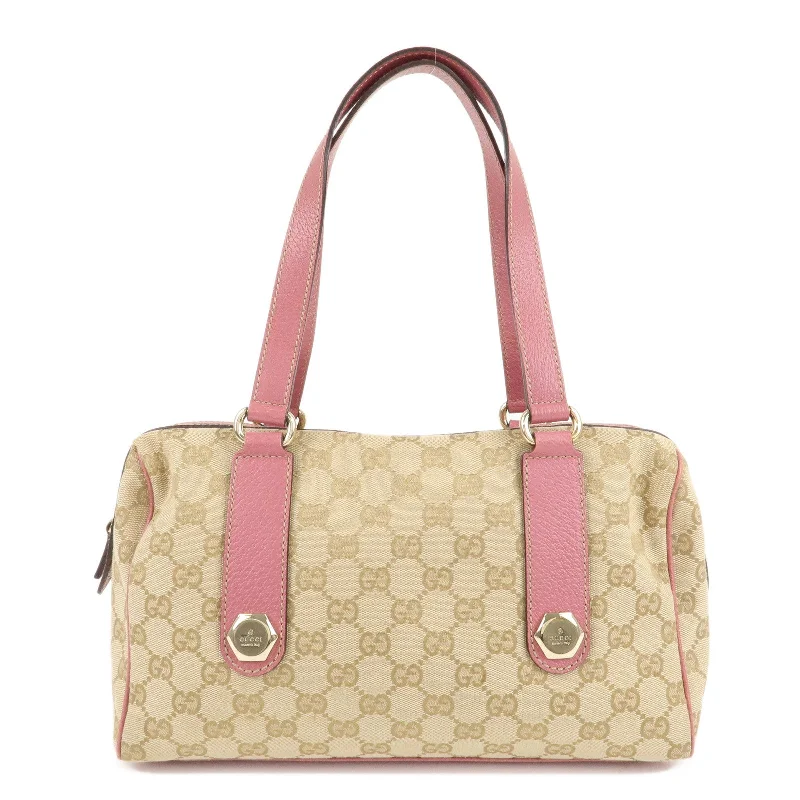 GUCCI GG Canvas Leather Mini Boston Bag Beige Pink 152457