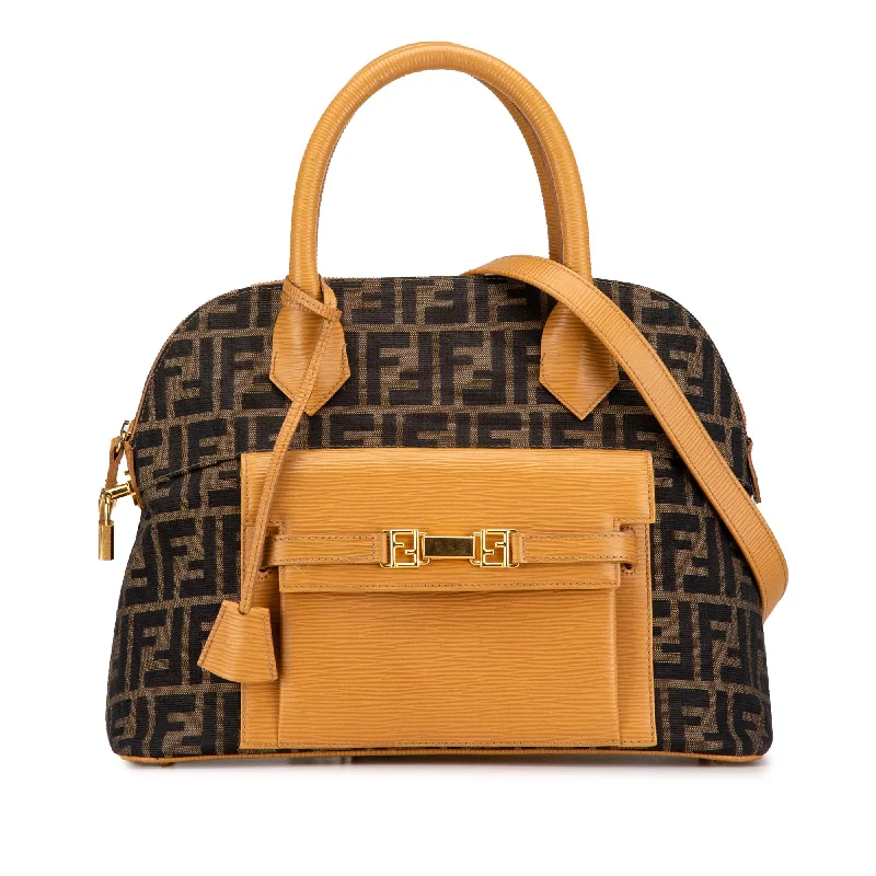 Brown Fendi Zucca Canvas Pocket Satchel