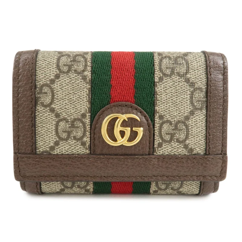 GUCCI Ophidia Sherry GG Supreme Leather Compact Wallet 644334