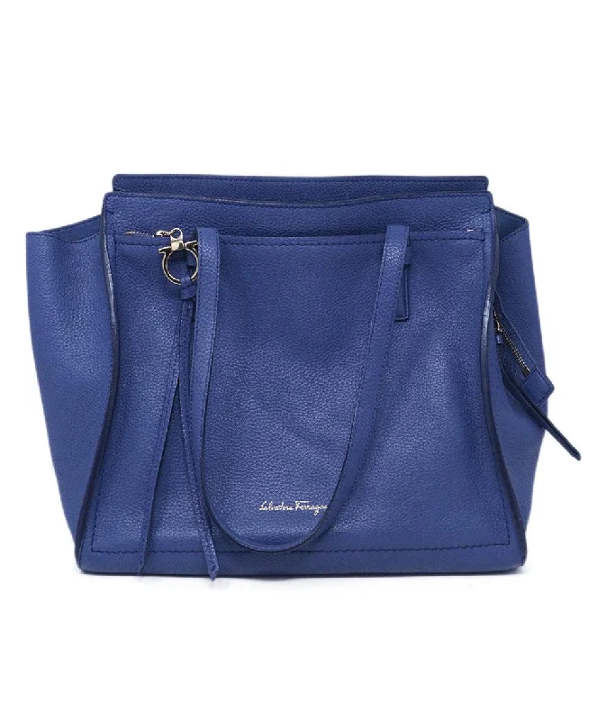 Ferragamo Blue Leather Tote