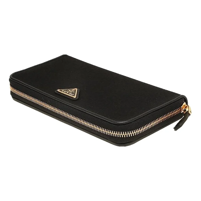 Prada Black Tessuto Nylon Zip Around Wallet 1ML506