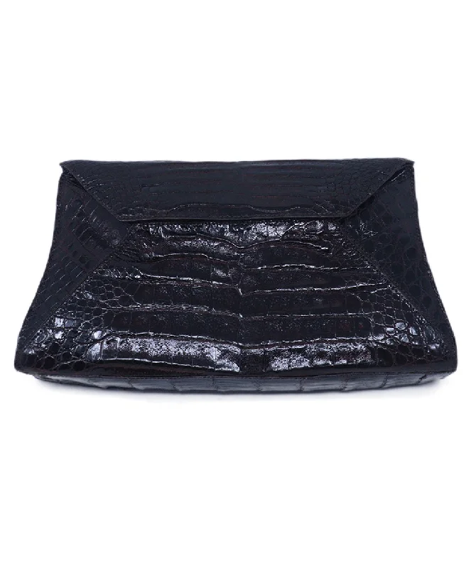 Nancy Gonzalez Brown Crocodile Clutch