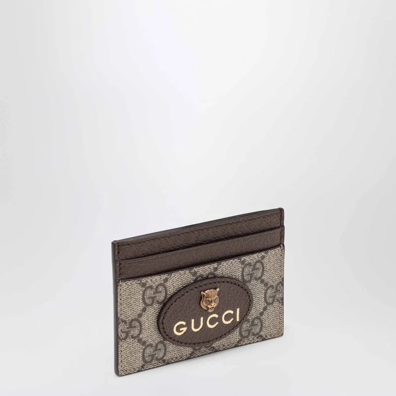 Gucci Beige Card Holder In Gg Supreme Men