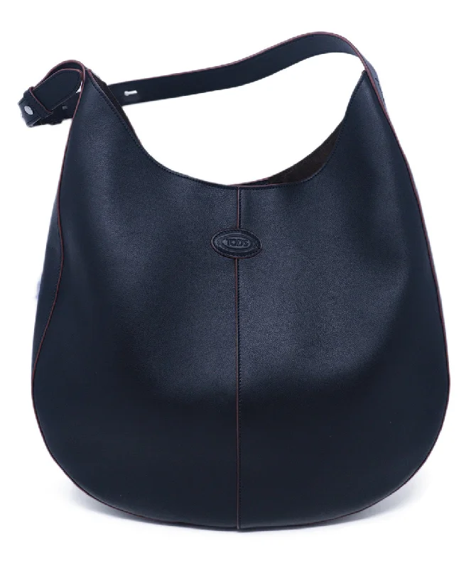 Tod's Black Leather Di Hobo Bag