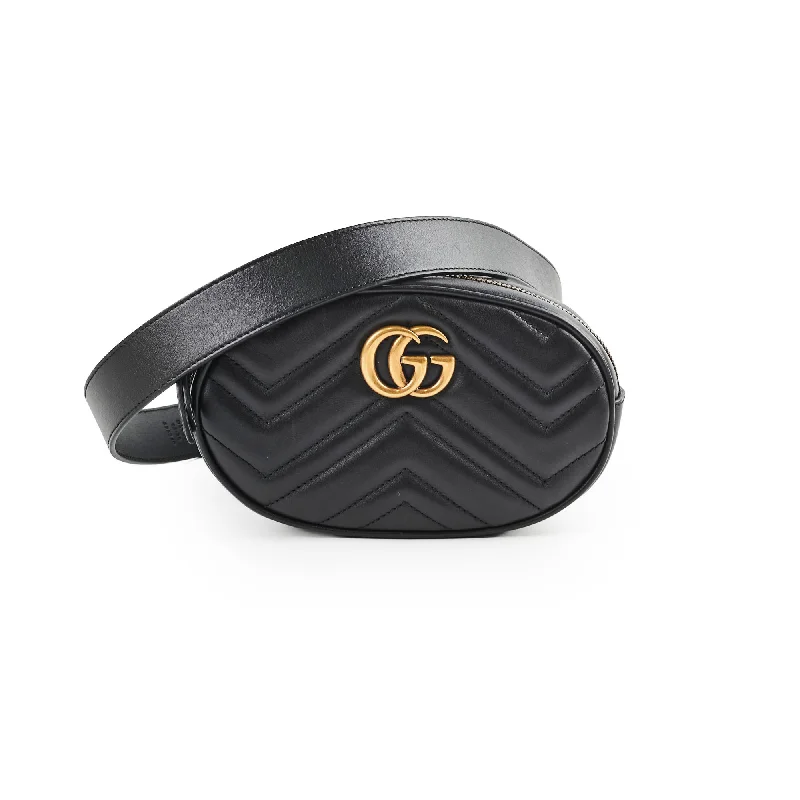 Gucci Matelassé Mini GG Marmont Black Belt Bag