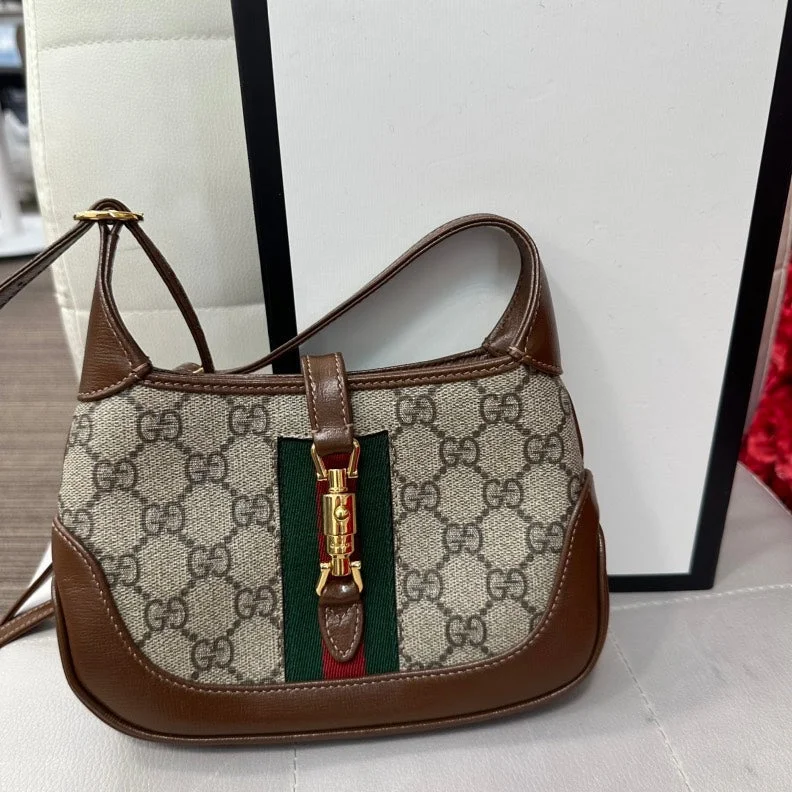 Gucci Beige/Tan GG Supreme Canvas and Leather Mini 1961 Jackie Shoulder Bag