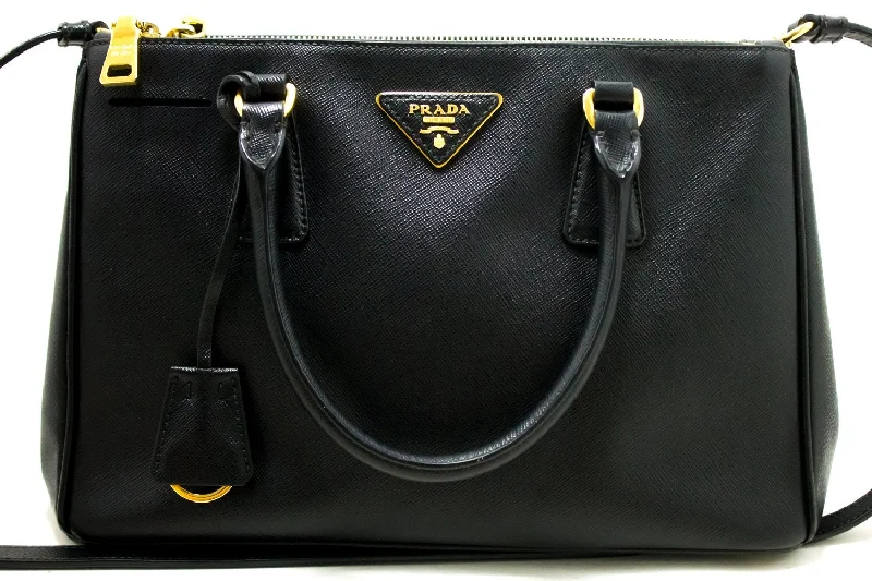 Prada Black Saffiano Lux Galleria Double Zip Tote (SHB-10030)