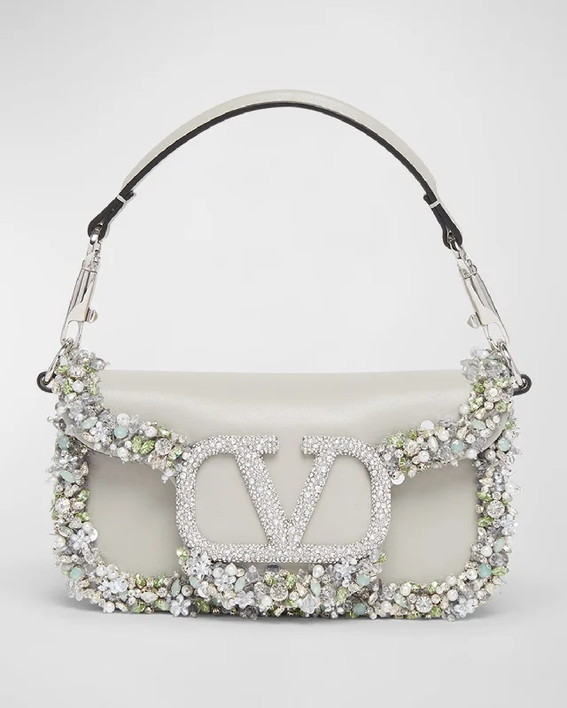 Loco Small Jeweled Leather Shoulder Bag