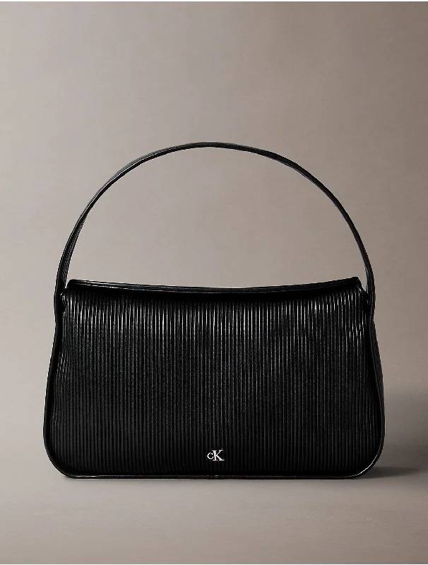 Women's Ribbed Shoulder Bag - Black