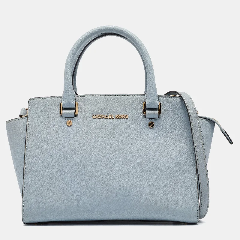 Light Blue Leather Medium Selma Tote