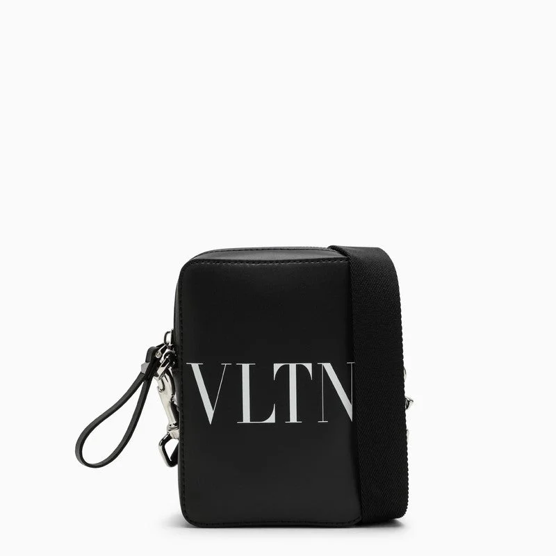 Mini black leather shoulder bag