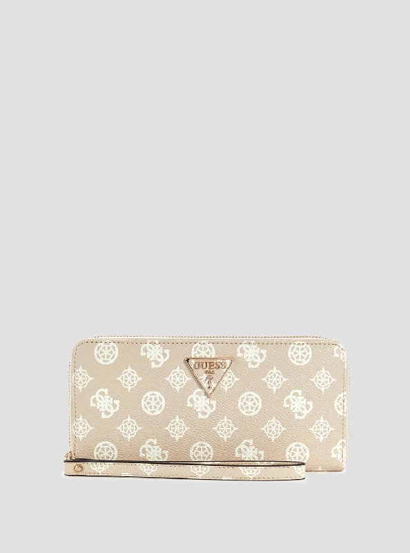 Beige Logo Laurel Large Wallet