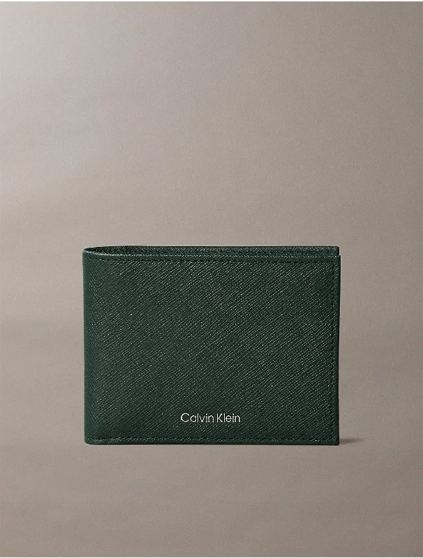 Saffiano Leather Slim Bifold Wallet - Green