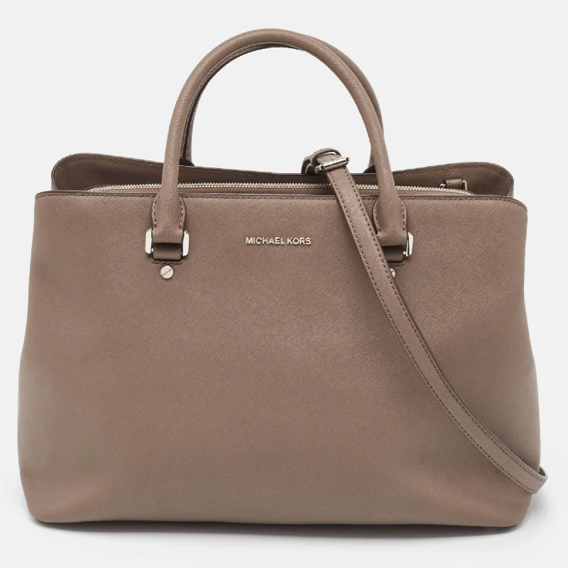 Grey Leather Savannah Tote