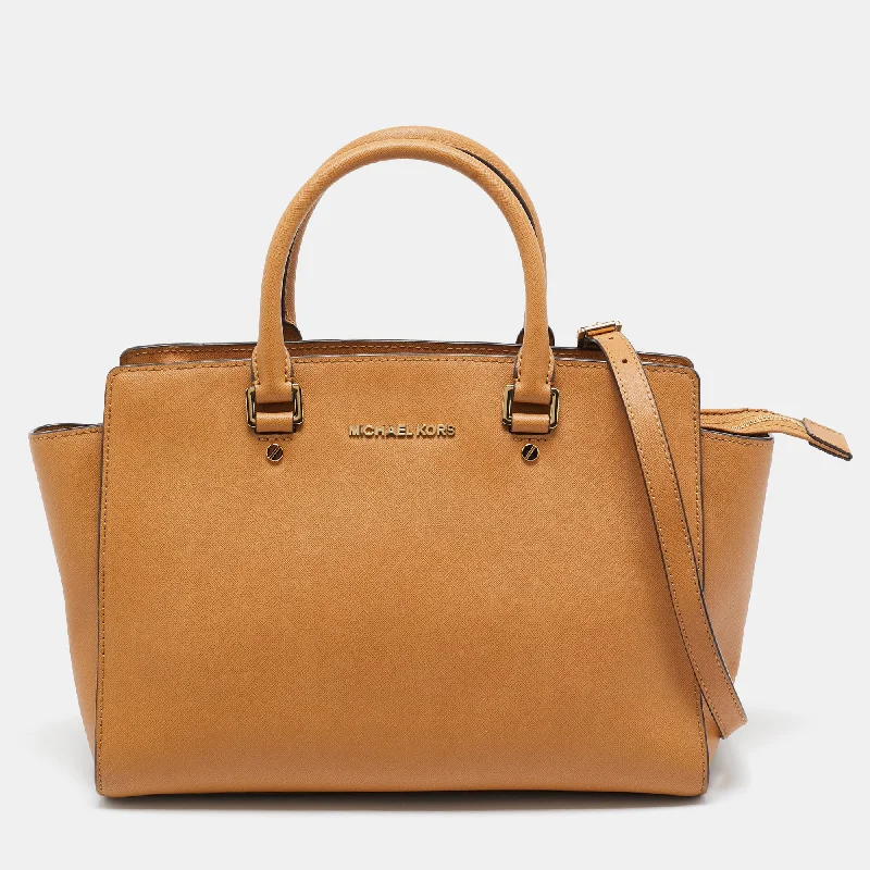 Beige Leather Large Selma Tote