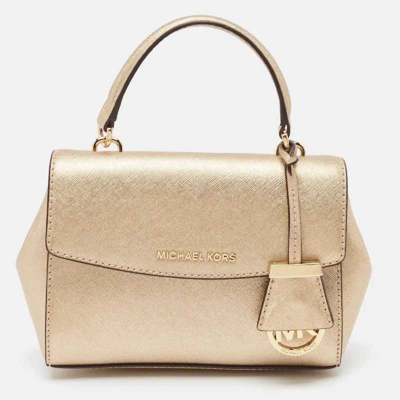 Gold Leather Mini Ava Top Handle Bag