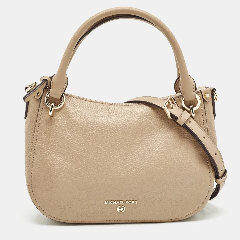 Beige Leather Small Harper Shoulder Bag