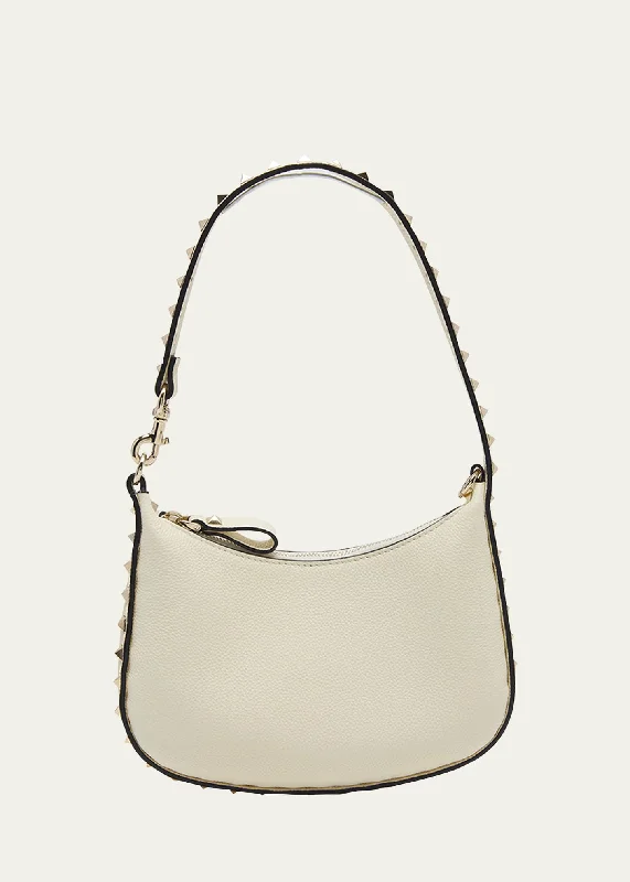 Rockstud Grain Leather Hobo Bag