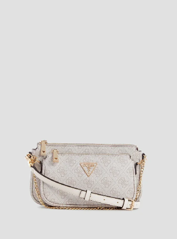 White Logo Noelle Double Crossbody Pouch Bag