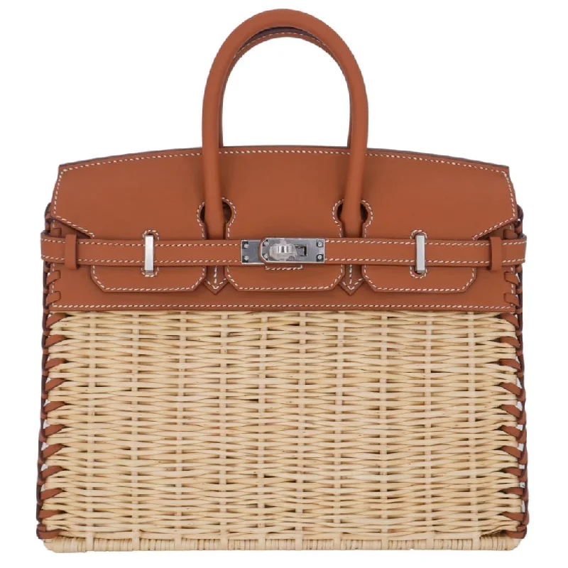 Hermès 25cm Birkin Picnic Gold Swift Leather/Osier Wicker Palladium Hardware