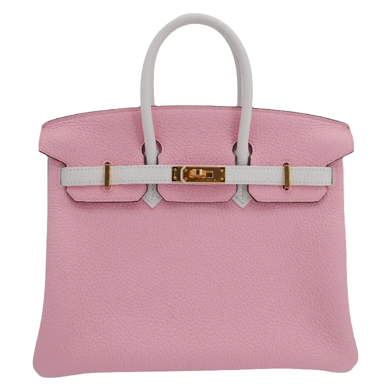 Hermès 25cm Birkin Sakura/White Clemence Leather Gold Hardware