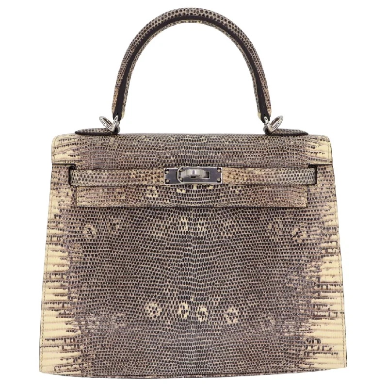 Hermès 25cm Kelly Sellier Ombre Lizard Palladium Hardware