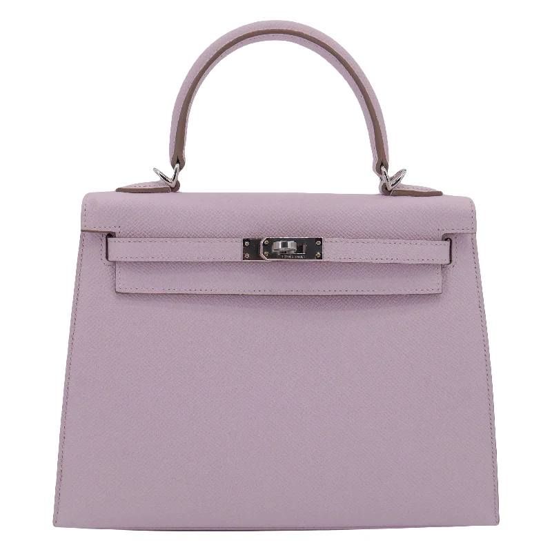 Hermès 25cm Kelly Sellier Mauve Pale Epsom Leather Palladium Hardware