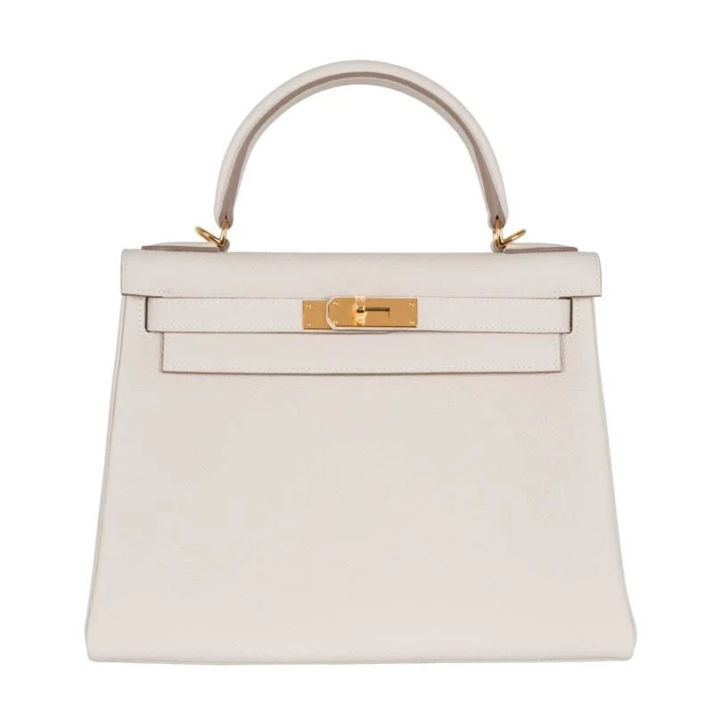 Hermès 28cm Kelly Retourne Craie Togo Leather Gold Hardware