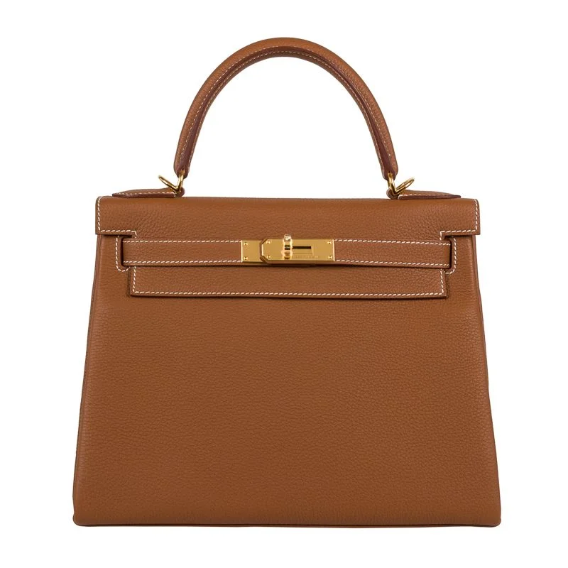 Hermès 28cm Kelly Retourne Gold Togo Leather Gold Hardware