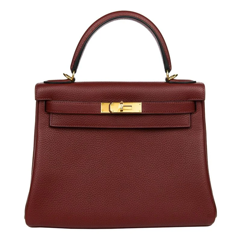 Hermès 28cm Kelly Retourne Rouge H Clemence Leather Gold Hardware