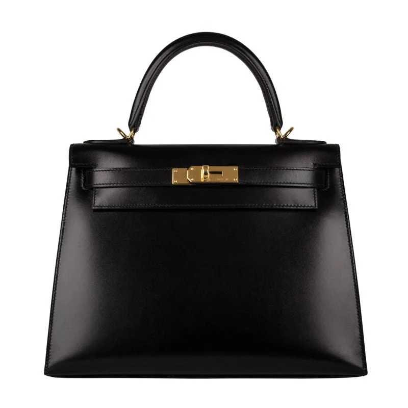 Hermès 28cm Kelly Sellier Black Box Calf Leather Gold Hardware