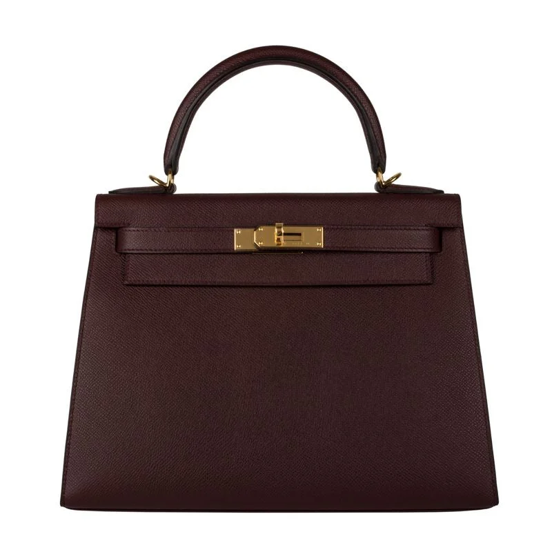 Hermès 28cm Kelly Sellier Bordeaux Epsom Leather Gold Hardware