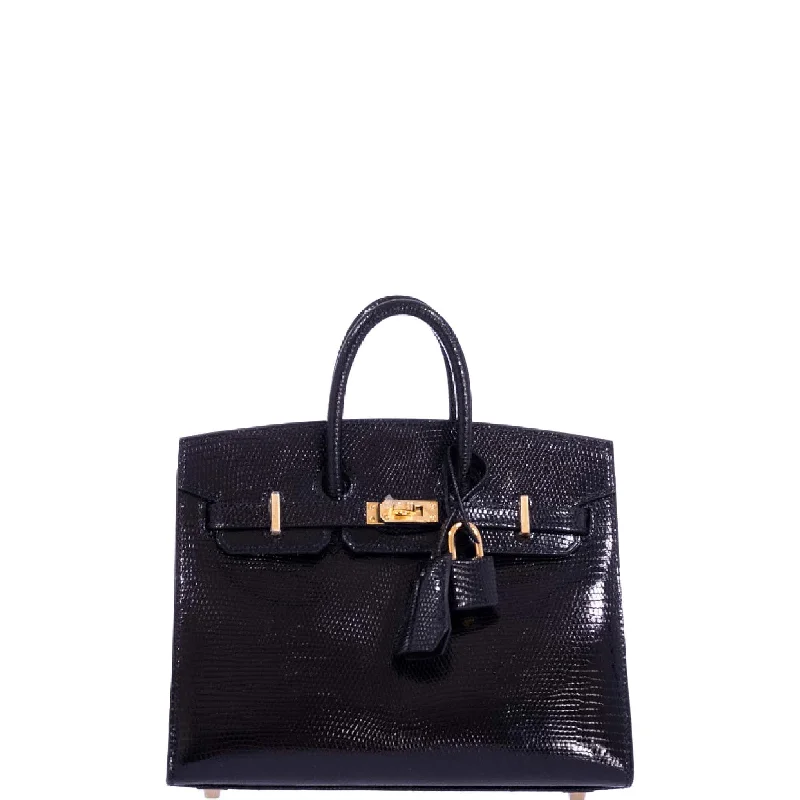 Hermès Birkin 20 Sellier Black Varanus Niloticus Lizard Gold Hardware