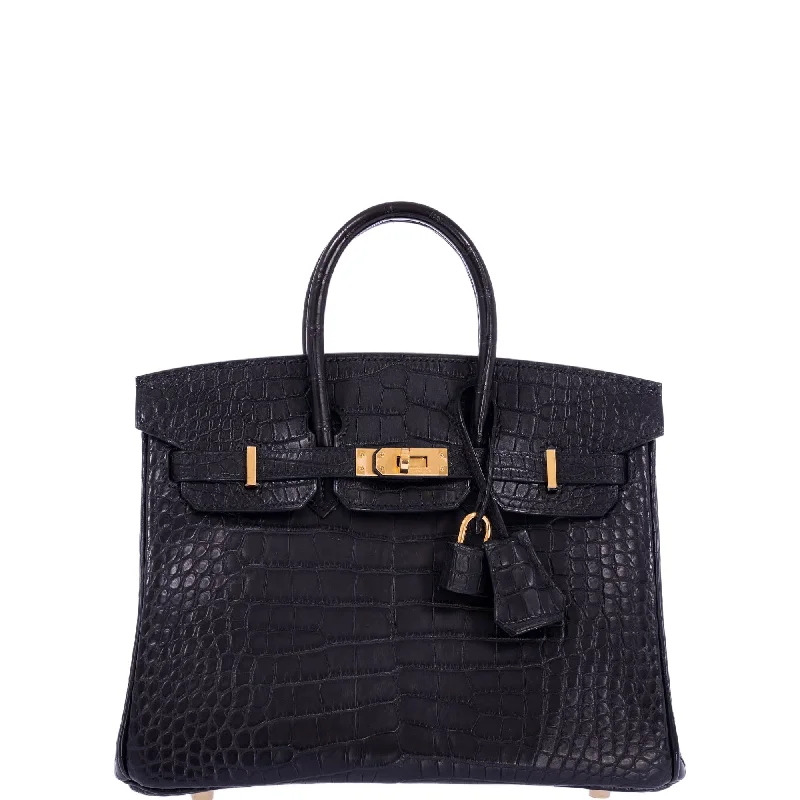 Hermès Birkin 25 Black Matte Alligator Gold Hardware