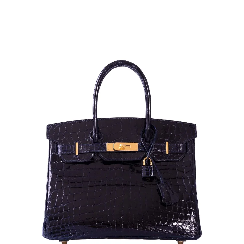 Hermès Birkin 30 Bleu Nuit Shiny Niloticus Crocodile Gold Hardware