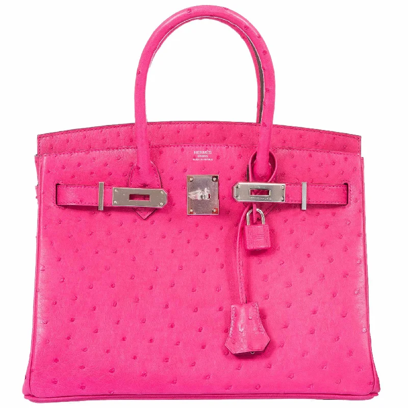 Hermès Birkin 30 Rose Tyrien Ostrich Palladium Hardware - 2020, Y