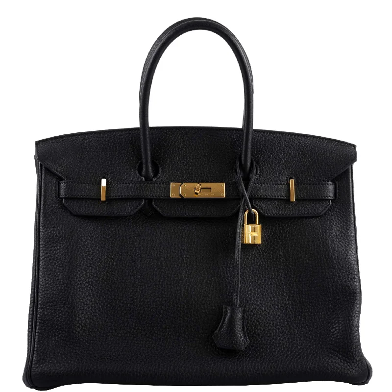 Hermès Birkin 35 Black Clemence Leather Gold Hardware - Square N