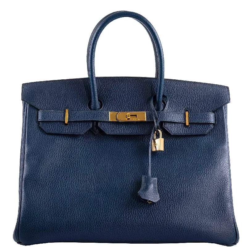 Hermès Birkin 35 Blue Saphire Ardennes leather Gold Hardware - Z Circle